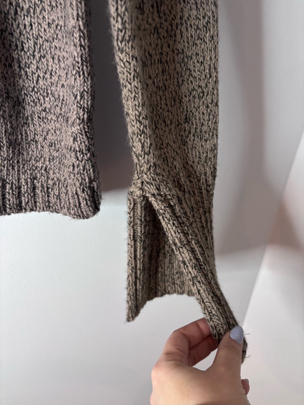 Zara Taupe Marled Asymmetrical Button-Front Turtleneck Sweater - Picture 5 of 7